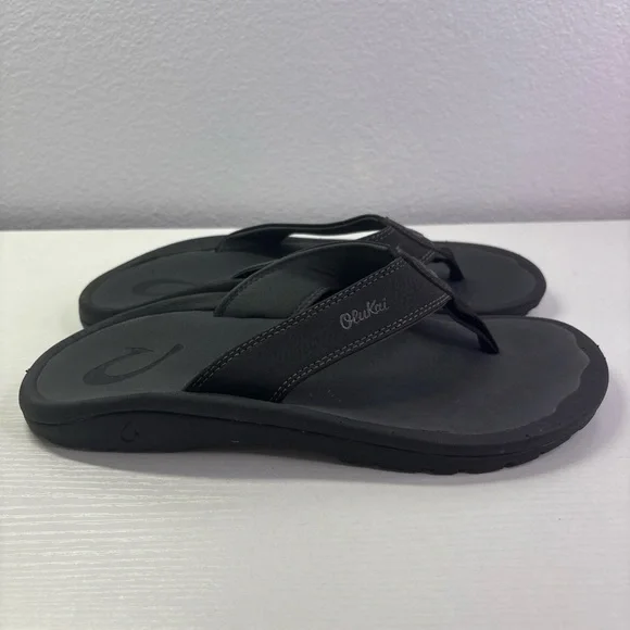OluKai Size 8 Black Flip Flops Women’s - Picture 3 of 8